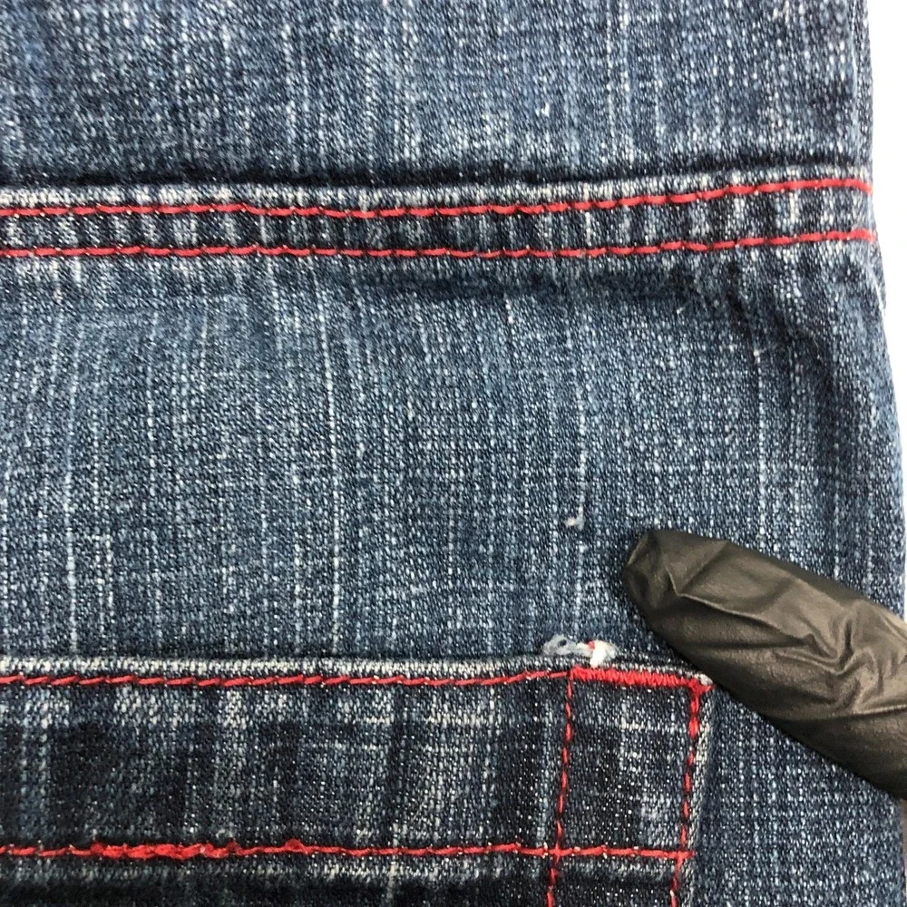 Southpole Jeans Mens 38x32 Blue Straight Leg Denim Red Stitch Casual Hip Hop Y2K